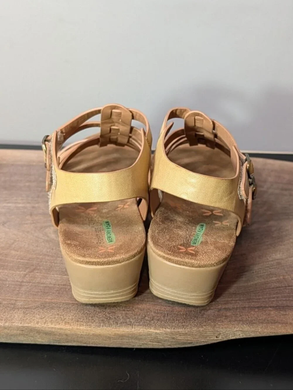 BareTraps Tan Multi-Strap Wedge Sandals